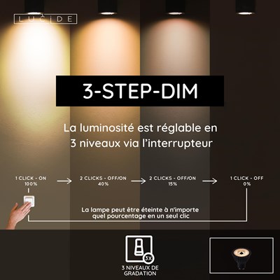 Lucide MR16 - Ampoule led - Ø 5 cm - LED 3 StepDim - GU10 - 1x5W 2700K - Noir